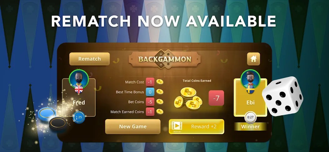 Backgammon Classic + Online [МОД Бесконечные монеты] Screenshot 1