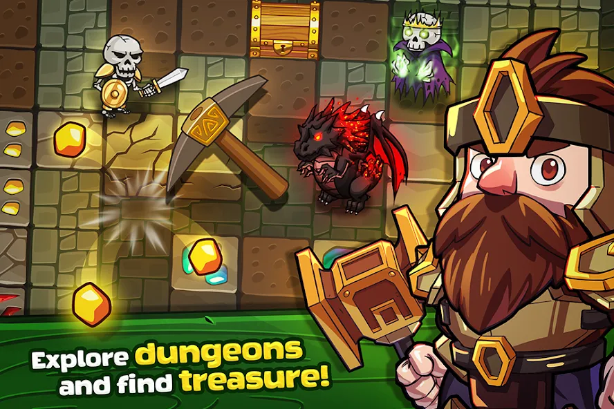Mine Quest: Battle Dungeon RPG (Майн Квест) [МОД Много монет] Screenshot 1