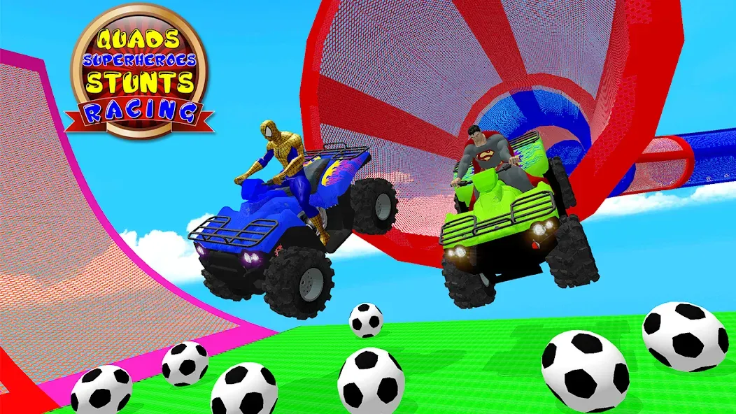 ATV Quads Bike Stunt Racing 3D (Квадроциклы Супергерои Гонки) [МОД Много монет] Screenshot 5