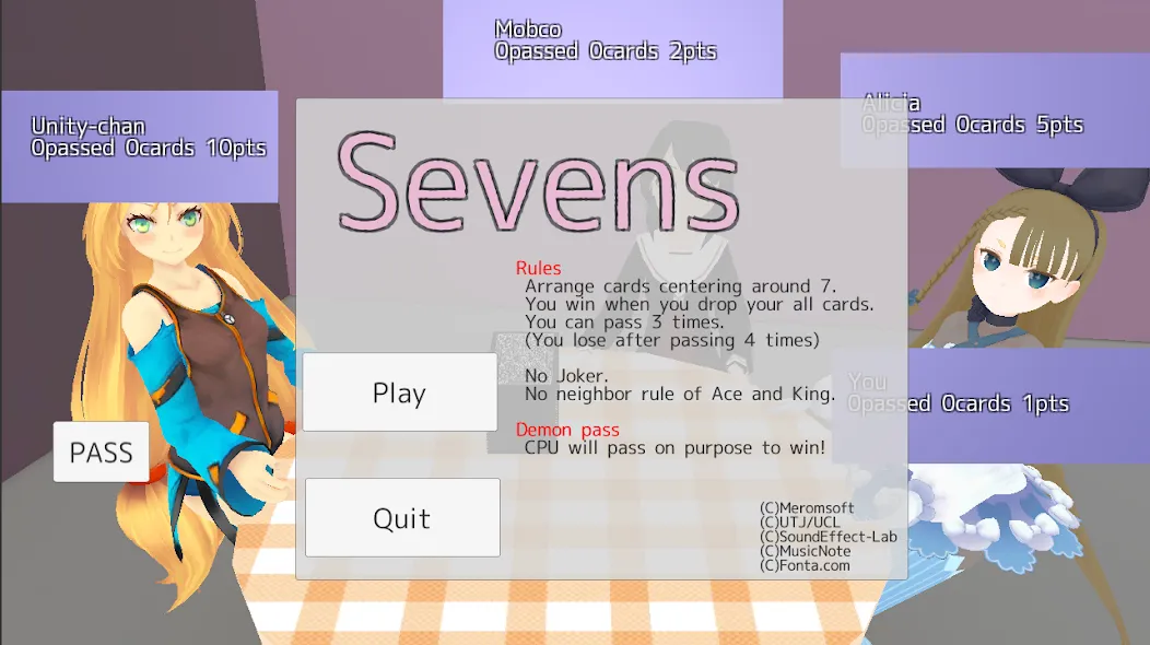 Sevens card game (Севенс карточная игра) [МОД Меню] Screenshot 1