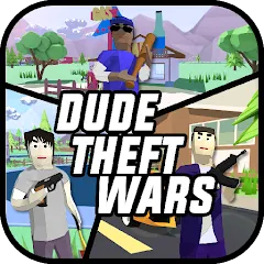 Взлом Dude Theft Wars Shooting Games (Дуд Тефт Варс)  [МОД Все открыто]