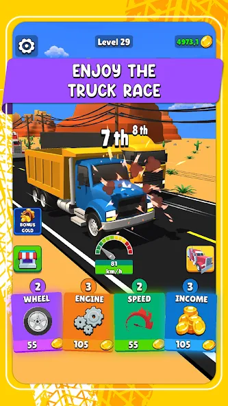 Idle Truck Racing : Cybertruck (Айдл Трак Рейсинг) [МОД Unlimited Money] Screenshot 1