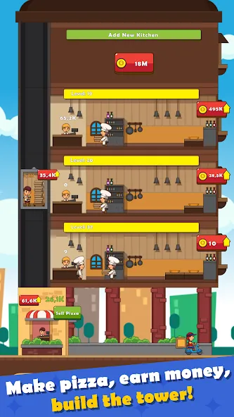 Pizza Tower: Idle Tycoon (Пицца Тауэр) [МОД Бесконечные деньги] Screenshot 2