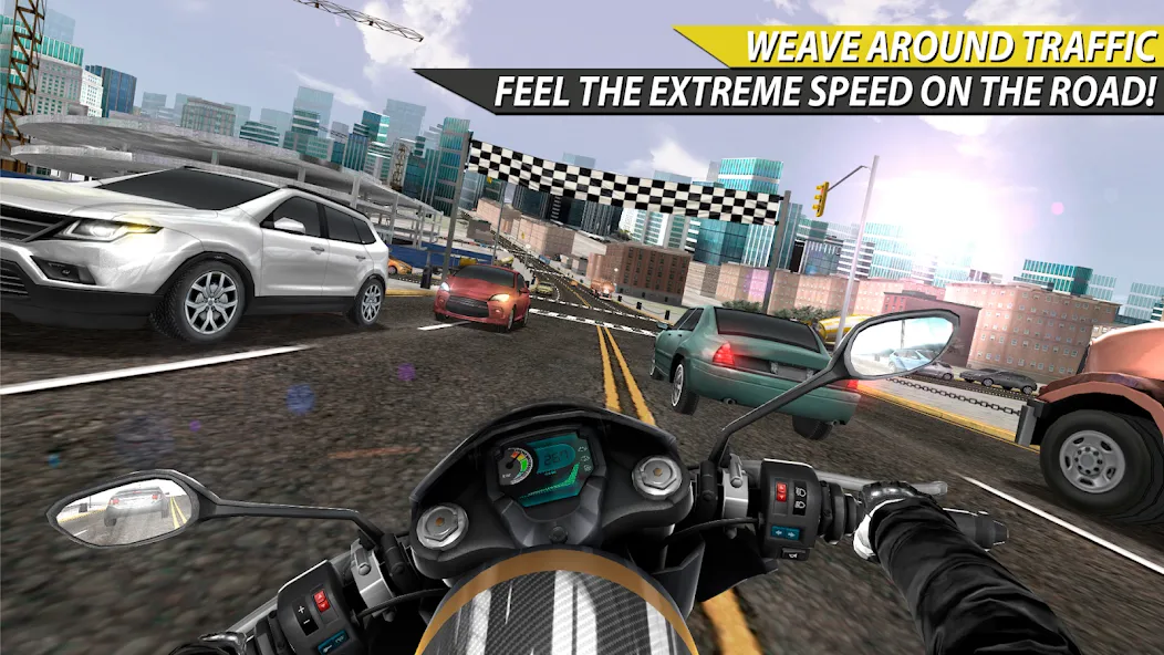 Moto Rider In Traffic (Мото Райдер в Трафике) [МОД Меню] Screenshot 2