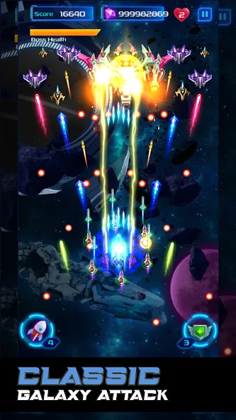 Galaxy Attack: Space Shooter (Гэлэкси Аттак) [МОД Бесконечные деньги] Screenshot 1