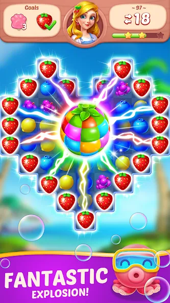 Fruit Diary - Match 3 Games [МОД Бесконечные монеты] Screenshot 2