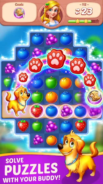Fruit Diary - Match 3 Games [МОД Бесконечные монеты] Screenshot 4