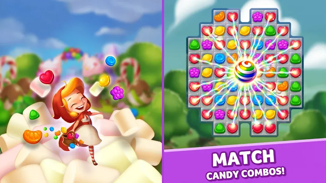 Lollipop & Marshmallow Match3 [МОД Бесконечные монеты] Screenshot 5