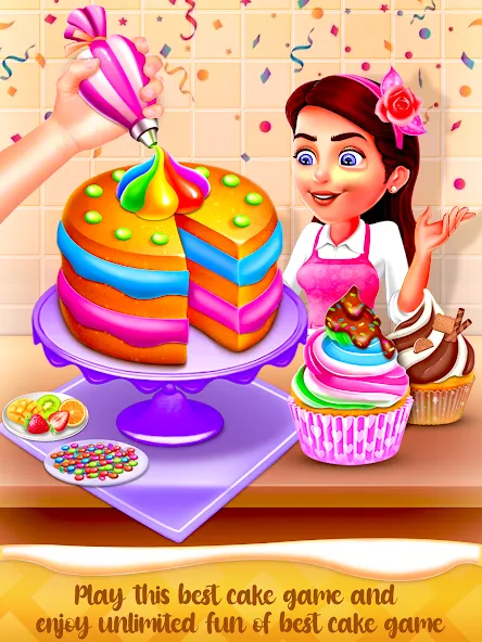 Cake Maker Cooking Cake Games (Кейк Мейкер кулинарные игры на приготовление тортов) [МОД Unlimited Money] Screenshot 1