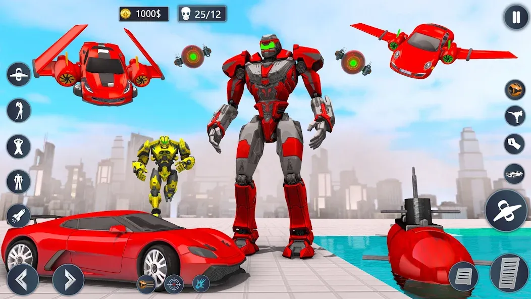Flying Car Robot Game Car Game [МОД Много монет] Screenshot 4