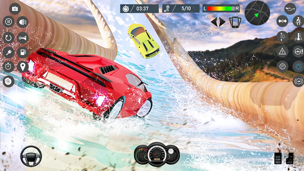 Water Slide Car Race games (Ватер Слайд Кар Рейс игры) [МОД Бесконечные деньги] Screenshot 1