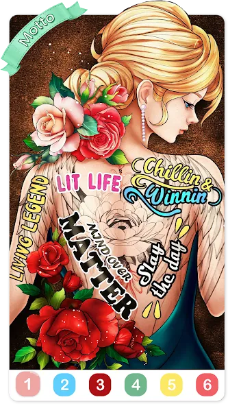 Tattoo Coloring games [МОД Menu] Screenshot 5