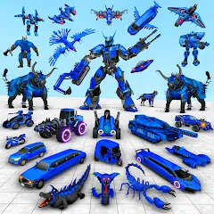 Взломанная Bull Robot Car Game:Robot Game  [МОД Все открыто]