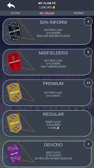 DEVCRO 23 - Draft, Packs! (ДЕВКРО ФУТ 23) [МОД Меню] Screenshot 2