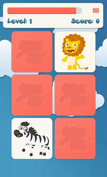 Animals memory game for kids [МОД Бесконечные деньги] Screenshot 2