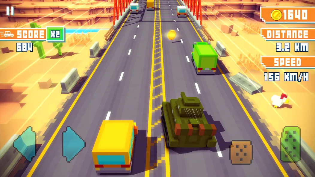 Blocky Highway: Traffic Racing (Блоки Хайвей) [МОД Mega Pack] Screenshot 1