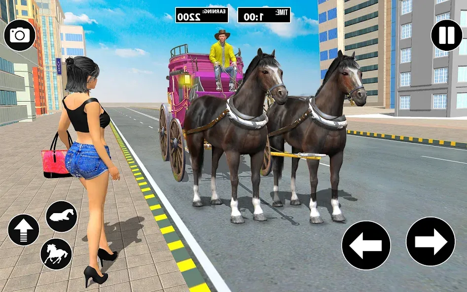 Horse Cart Taxi Transport Game [МОД Бесконечные монеты] Screenshot 1