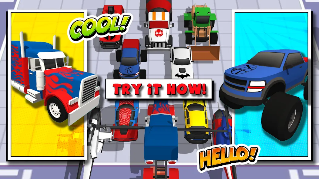 Superhero Car Merge Battle [МОД Бесконечные деньги] Screenshot 2