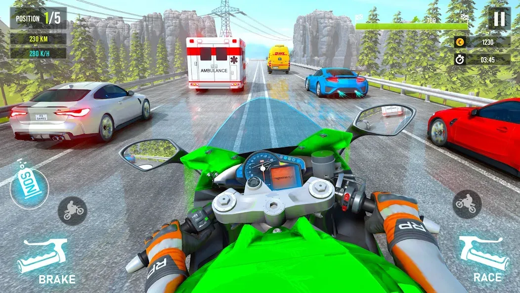 Moto Traffic Bike Race Game 3d (Мото Трафик Байк Рейс Гейм 3д) [МОД Меню] Screenshot 5