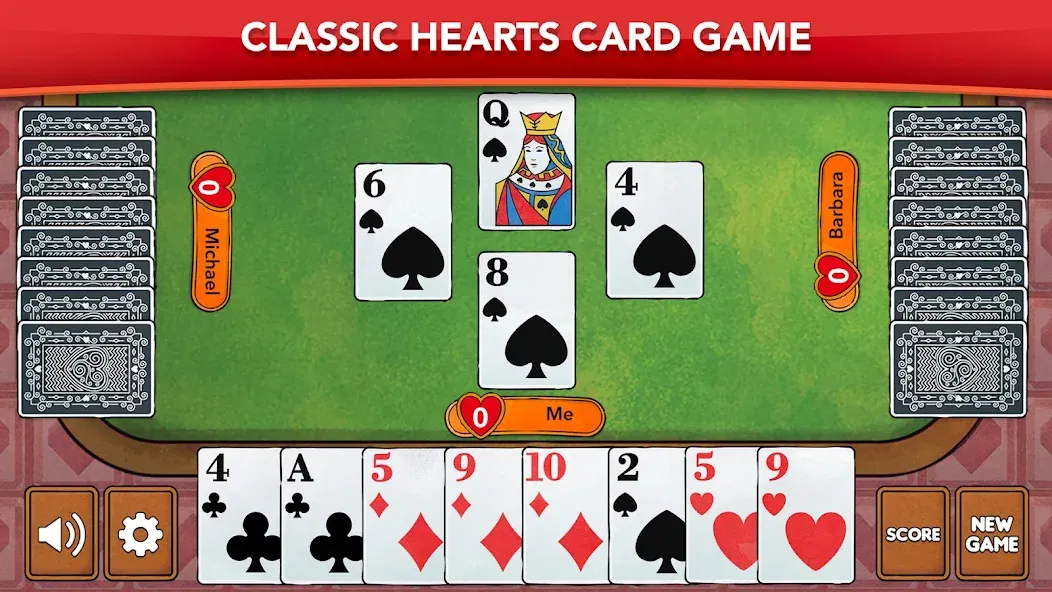 Hearts - Card Game Classic (Хартс) [МОД Menu] Screenshot 1