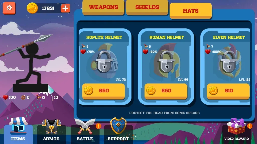 Spear war with Stickman (Спир вар) [МОД Бесконечные монеты] Screenshot 5