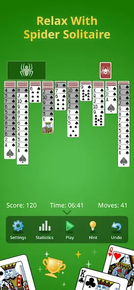 Spider Solitaire Classic [МОД Все открыто] Screenshot 1