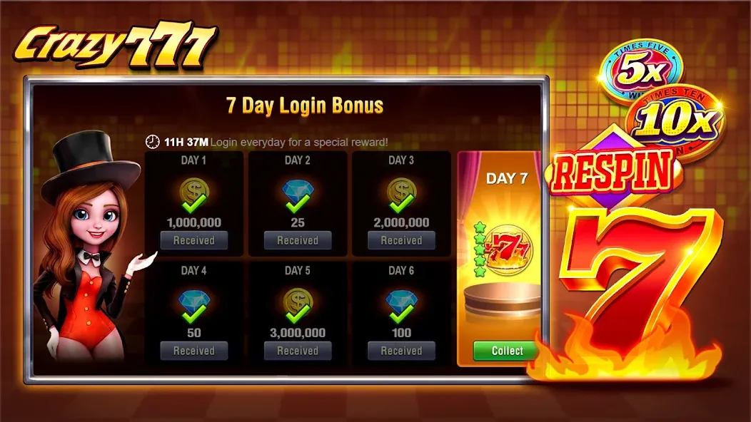 Crazy 777 Slot-TaDa Games (Крэйзи 777 Слот) [МОД Unlimited Money] Screenshot 4