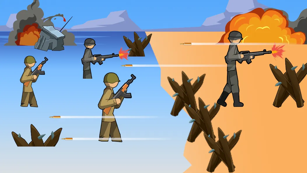 Stickman WW2 (Стикмэн Вторая Мировая война) [МОД Меню] Screenshot 1
