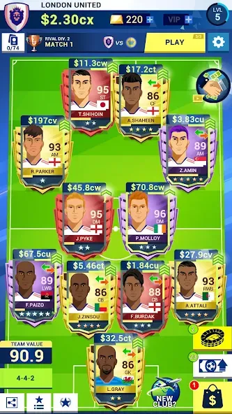 Idle Eleven - Soccer tycoon (Айдл Илевен) [МОД Бесконечные монеты] Screenshot 1