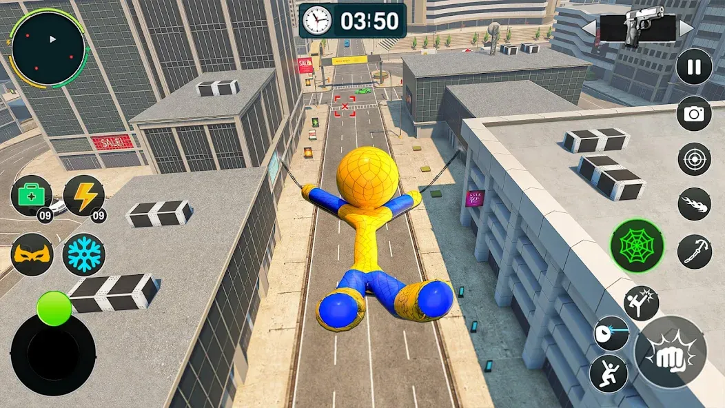 Flying Stickman Rope Hero Game [МОД Бесконечные монеты] Screenshot 4