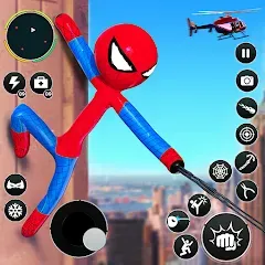 Взлом Flying Stickman Rope Hero Game  [МОД Бесконечные монеты]