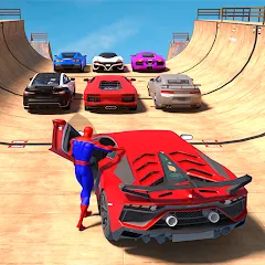 Скачать взлом Superhero Car: Mega Ramp Games (Рамп Кар Гейм)  [МОД Unlocked]