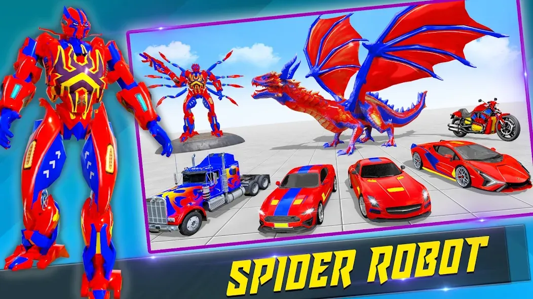 Spider Robot: Robot Car Games (Спайдер Робот) [МОД Много монет] Screenshot 2