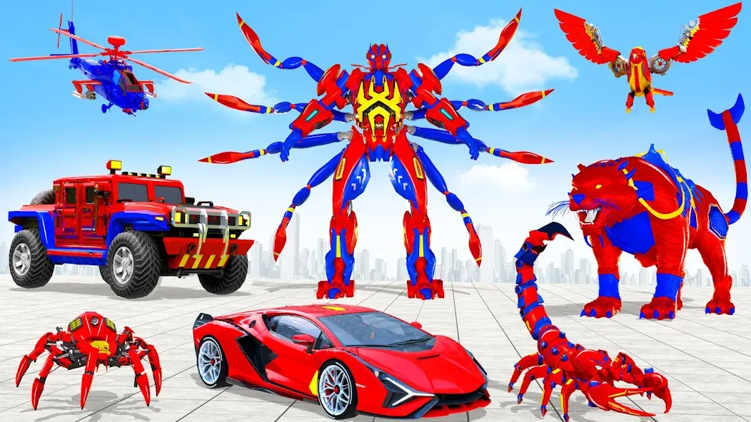Spider Robot: Robot Car Games (Спайдер Робот) [МОД Много монет] Screenshot 5