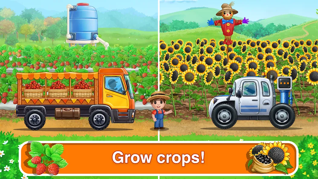 Tractor, car: kids farm games [МОД Бесконечные монеты] Screenshot 3