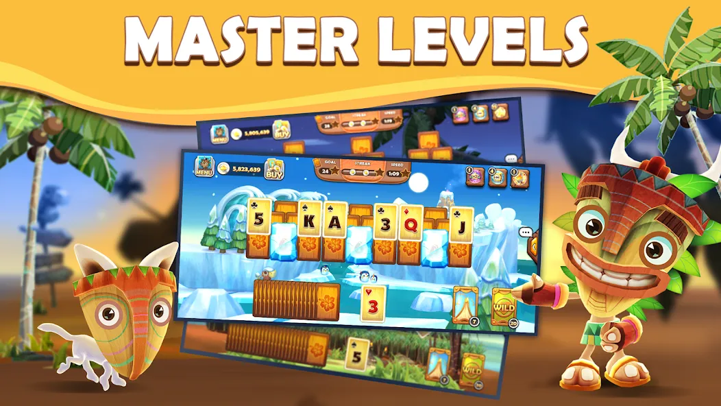 Tiki Solitaire TriPeaks (Тики Солитер ТриПикс) [МОД Все открыто] Screenshot 2