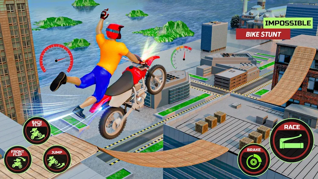 Motor Bike Stunt Racing Games (Мотор Байк Стант Гонки Игры) [МОД Много монет] Screenshot 3