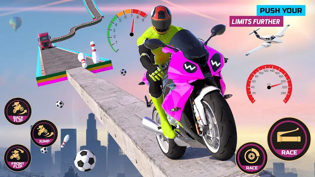 Racing Bike Stunt Games Master (Гонки на мотоциклах Мастер игр в трюки) [МОД Unlimited Money] Screenshot 1