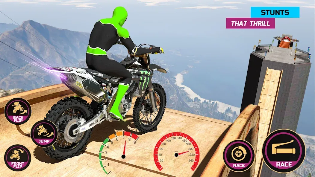 Racing Bike Stunt Games Master (Гонки на мотоциклах Мастер игр в трюки) [МОД Unlimited Money] Screenshot 2