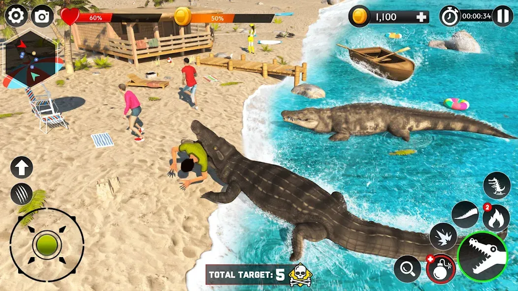 Hungry Animal Crocodile Games [МОД Unlimited Money] Screenshot 5