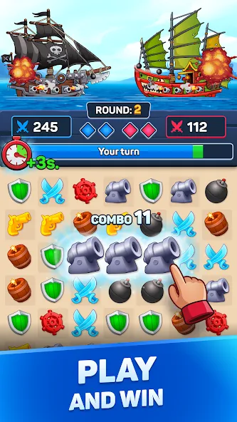Pirates & Puzzles：Ship Battles [МОД Бесконечные монеты] Screenshot 1