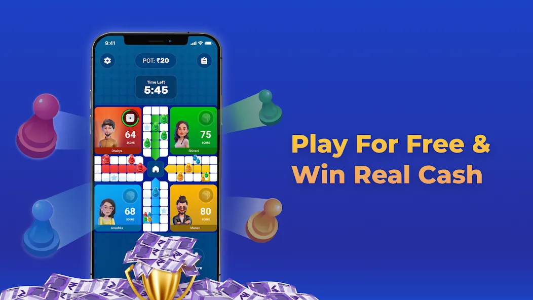 Play Ludo Game Online Win Cash (Людо) [МОД Много денег] Screenshot 1
