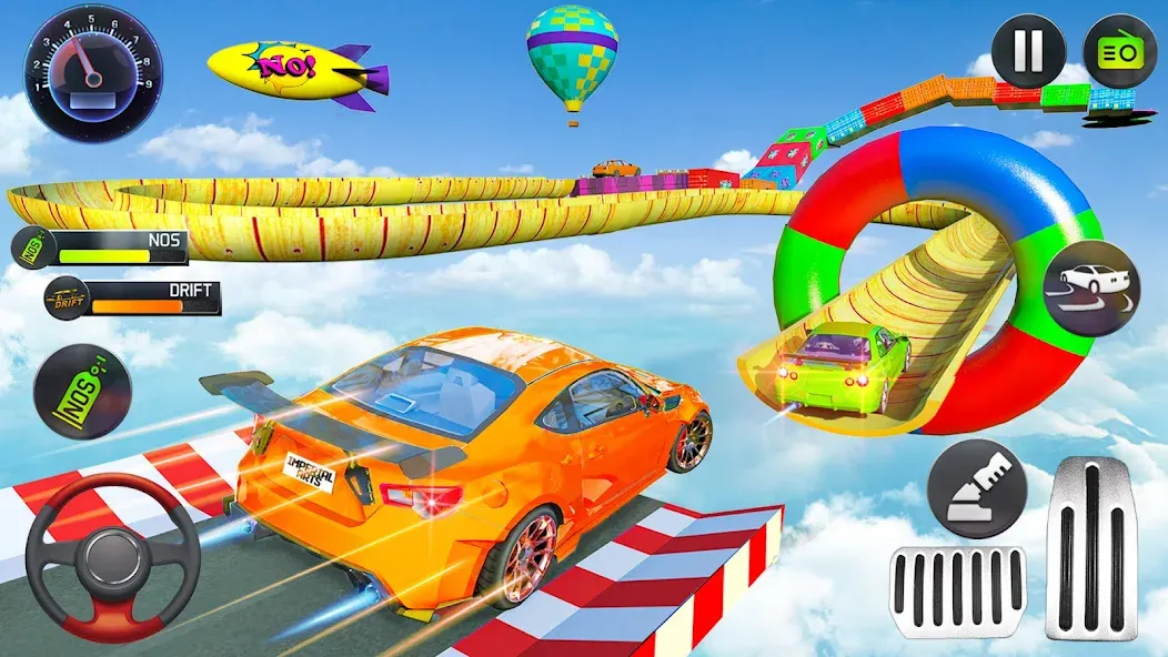 Mega Ramp Car Stunts Race Game [МОД Бесконечные монеты] Screenshot 1