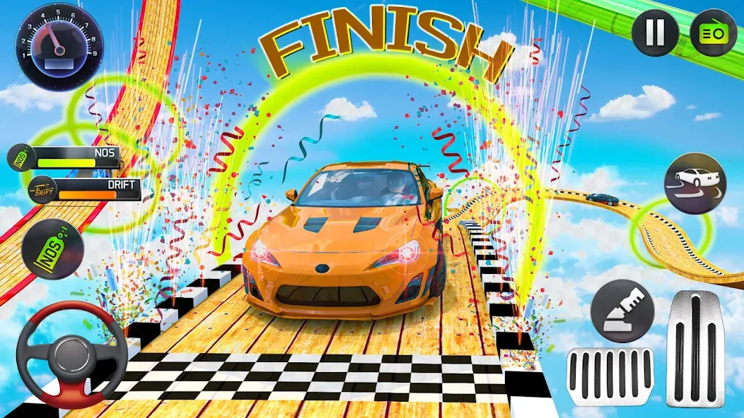 Mega Ramp Car Stunts Race Game [МОД Бесконечные монеты] Screenshot 4
