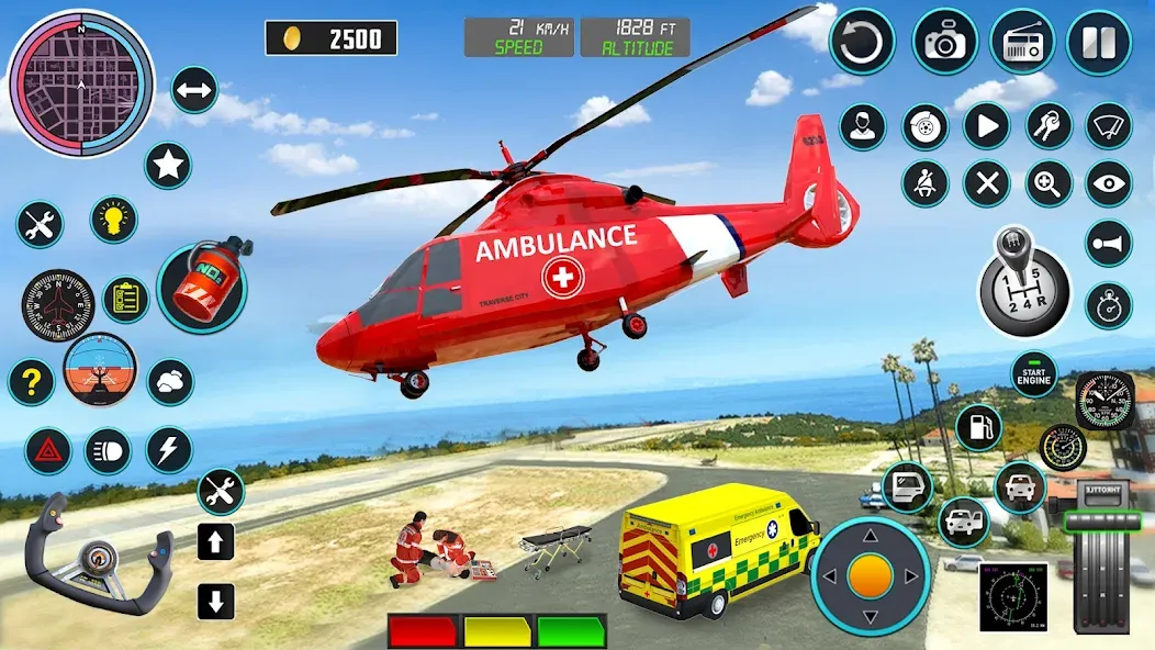 Heli Ambulance Simulator Game [МОД Бесконечные деньги] Screenshot 2