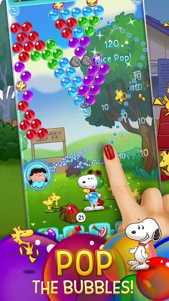 Bubble Shooter - Snoopy POP! (Бабл шутер) [МОД Бесконечные деньги] Screenshot 1