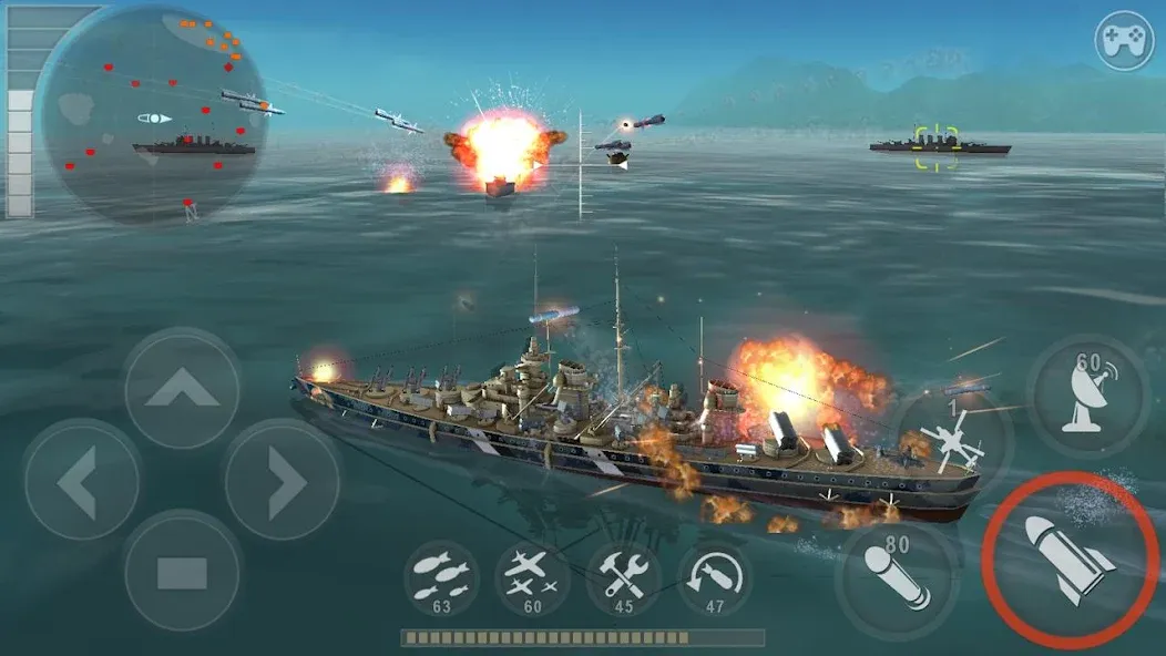 WARSHIP BATTLE:3D World War II [МОД Mega Pack] Screenshot 1