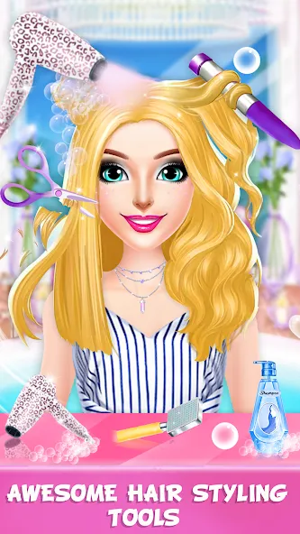 Braided Hair Salon Girls Games [МОД Много денег] Screenshot 4