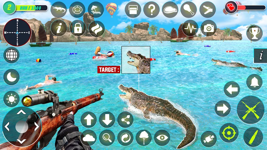 Crocodile Hunting Animal Games (Крокодил Охота Игры с животными) [МОД Много монет] Screenshot 5