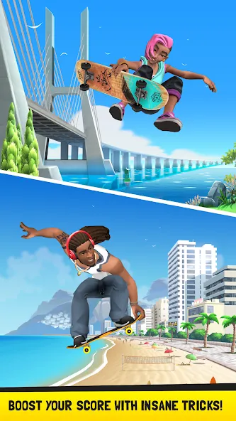 Flip Skater (Флип скейтер) [МОД Бесконечные монеты] Screenshot 4